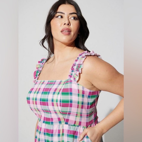 Torrid Mini Poplin Tiered Ruffle Strap Dress Size 1x - Picture 2 of 13